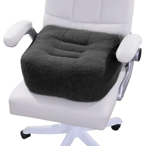HOMBYS Extra Thick Chair Cushions for Office,6 in Breathable Adult Booster Seat for Car, Black