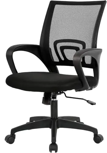 BestOffice Ergonomic Office Chair Mid-Back Swivel Desk Chair Breathable Backrest & Lumbar Support Adjustable Height