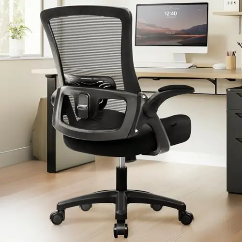 NEO Chair Office Desk Chair Computer High Back Mesh Gaming Seat with Ergonomic Adjustable Comfy Flip-up Armrests Lumbar (Black)