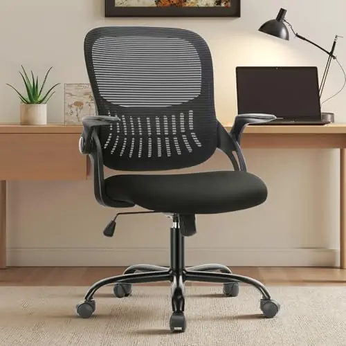 Sweetcrispy Home Office Managerial Executive Chair, Ergonomic Mesh Adjustable Swivel Mid-Back Chair