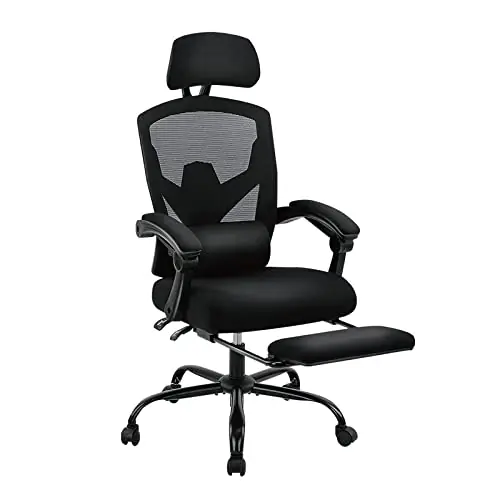 Simple Deluxe Home Office Desk Chair with Footrest, High-Back Mesh Rolling Swivel Reclining Chairs with Wheels