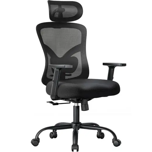 NOBLEWELL Ergonomic Office Chair with Padded Lumbar Support, 2D Headrest, Adjustable Armrests, Upgraded Contoured Seat Cushion