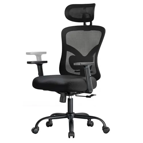 Marsail Ergonomic Office Chair Ergonomic Gaming Chair with Lumbar Support, 2D Headrest, Adjustable Armrests (Dark)
