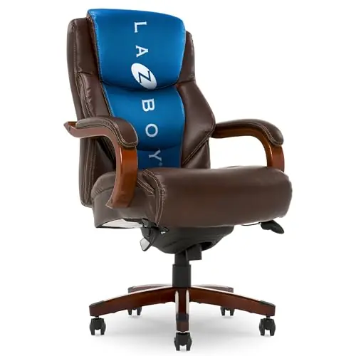 La-Z-Boy Delano Big & Tall Executive Office Chair, Ergonomic Mid-Back Body Pillow Lumbar Support