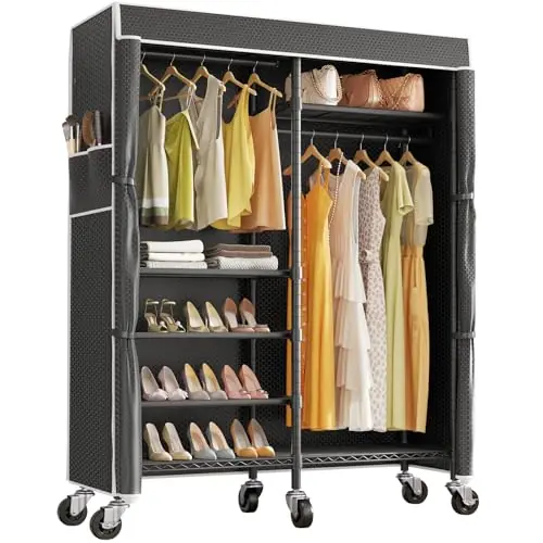 VIPEK R4C Portable Closet Rolling Clothes Rack Heavy Duty Adjustable Wardrobe Metal Garment Racks with Lockable Wheels, Max Load 620lbs
