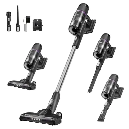 EurekaCordless Vacuum - 50 Min Runtime for Large Homes, 5.5 lbs Lightweight, Ideal for Pet Hair & Allergies on Hardwood & Carpet ReactiClean 410