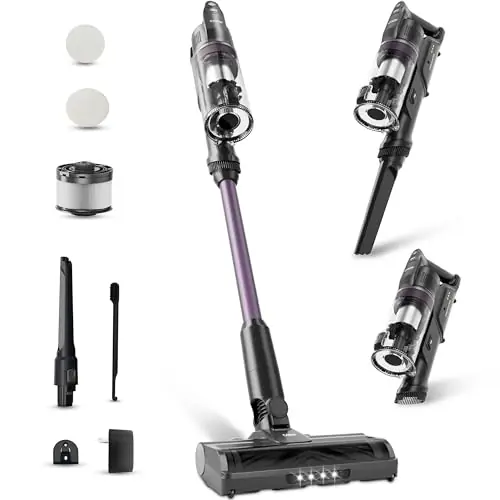 Candy Cordless Vacuum Cleaner,45Mins Vacuum Cleaners for Home,Stick Vacuum,Strong Suction,Removeable Battery,Anti-Tangle,One Click Clean,Lightweight