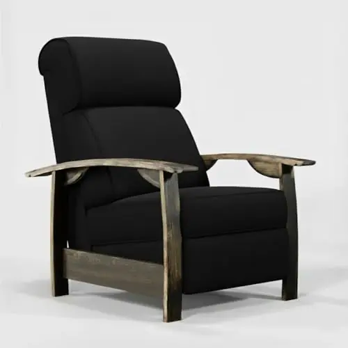 Trend Manor Whiskey Barrel Recliner Chair Handcrafted from Authentic Whiskey Barrels Plush Fabric Made in USA Black Finish Comfortable Chair