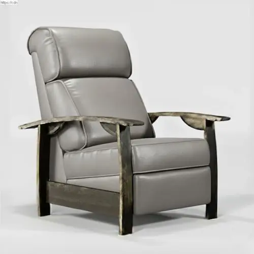 Trend Manor Whiskey Barrel Recliner Chair Handcrafted from Authentic Whiskey Barrels Italian Leather Made in USA Cloud Finish Luxury Recliner
