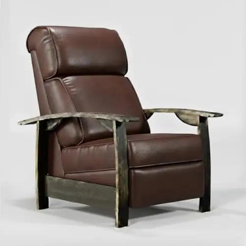 Trend Manor Whiskey Barrel Recliner Chair Handcrafted from Authentic Whiskey Barrels Italian Leather Made in USA Bourbon Finish Comfortable Recliner