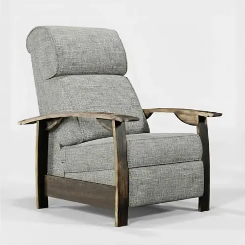 Trend Manor Whiskey Barrel Recliner Chair Handcrafted from Authentic Whiskey Barrels Plush Fabric Made in USA Grey Finish Comfortable Recliner