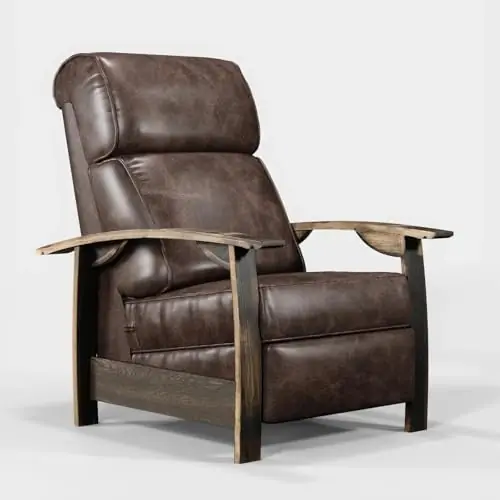 Trend Manor Whiskey Barrel Recliner Chair Handcrafted from Authentic Whiskey Barrels Italian Leather Made in USA Texas Finish Comfortable Recliner