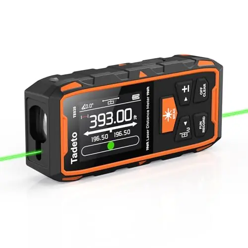 Tadeto Green Laser Measurement Tool, 393ft /120M Dual Green Laser Measuring Tool, Rechargeable Laser Measure Meter with Backlit LCD Display