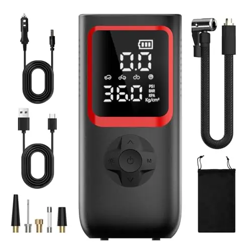 Tire Inflator Portable Air Compressor - 150PSI Portable Tire Inflator with Pressure Gauge, 4X Faster Portable Air Compressor for Car Tires, Bike