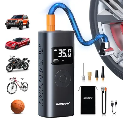 INNOVV P1 Aluminum Tire Inflator Portable Air Compressor, 3X Faster 150PSI Cordless Car Air Pump with Auto-Shutoff, Motorcycle Pumps
