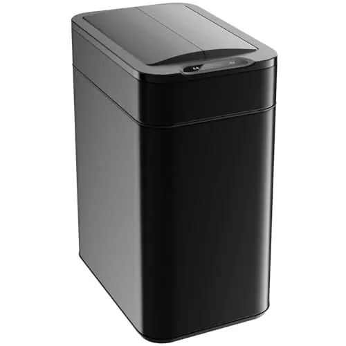 hOmeLabs - 13 Gallon Kitchen Trash Can - Retractable Automatic Sensor Butterfly Lid, Space-Saving Design - Matte Black