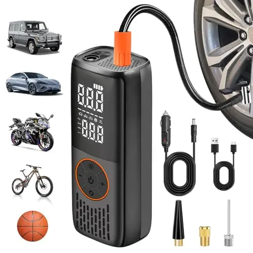 20000mAh Tire Inflator Portable Air Compressor, 150 PSI Auto Shut-Off Mini Cordless Tire Inflator For Car Tires, Bikes, Motorcycles, Sports Balls & More