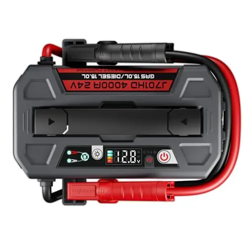 4000A Peak Heavy Duty Jump Starter, 24V Portable Jump Box for Up to 15L Gas or Diesel Engines, 100W Two Way Quick Charge Power Bank & DC Out, 400LM Lights