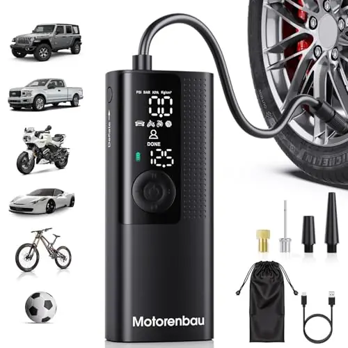 Tire Inflator Portable Air Compressor - Portable Cordless Mini Air Pump with Digital Pressure Gauge, 150PSI 3X Fast Inflation