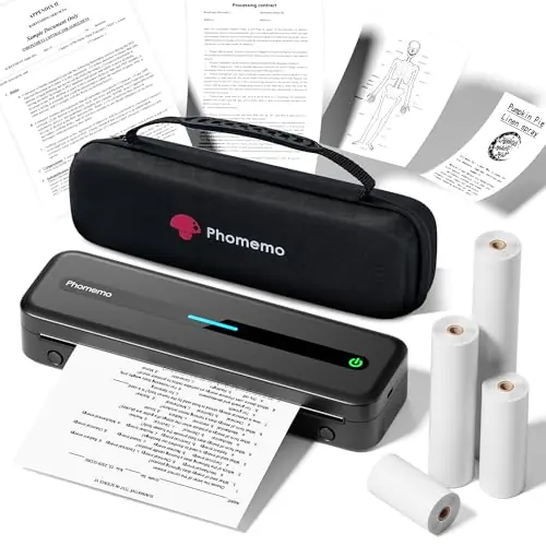 Phomemo Portable Printers Wireless for Travel, M832 Inkless Thermal Printer Support 8.5" X 11" & Multi Sizes, Bluetooth Mobile Printer