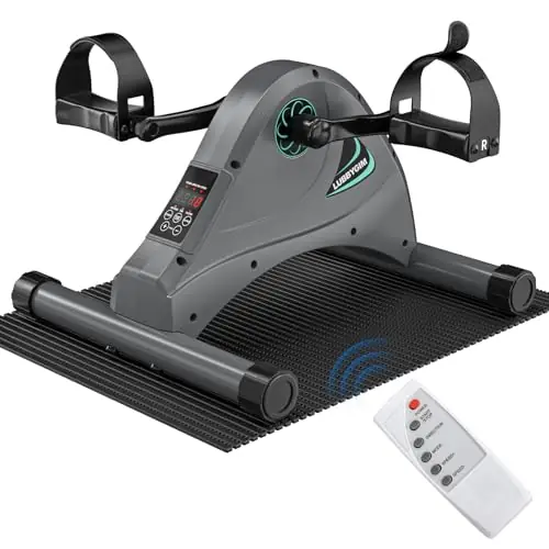 LUBBYGIM Mini Exercise Bike, Under Desk Bike Pedal Exerciser for Seniors & Physical Therapy, Electric Motorized Foot Pedal Machine