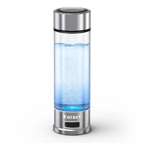 Hydrogen Water Bottle 1500PPB Portable Hydrogen Water Bottles Generator Glass, Hydrogen Rich Water Dispenser with SPE & PEM Technology (Siler)