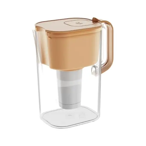 HOMEWATER 10-Cup Pitcher Filter (Peach) – BPA-Free, High-Capacity 2.4L Pitcher with Fast-Flow Carbon Filter, Wide Mouth, Locking Lid, and Dishwasher-Safe