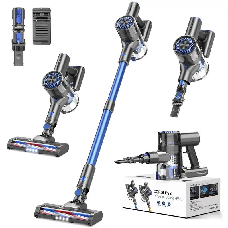 Comvtu Cordless Vacuums, 80,000PRM Powerful Motor Vacuum Cleaner and 2200mAH Rechargeable Battery up to 35 Mins Worktime, 2 Adjustable Modes, Detachable Parts, Wireless Stick Vacuum (Deep Blue)