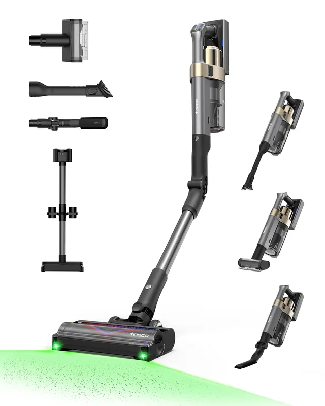 Tineco Pure ONE A90S Cordless Vacuum Cleaner, 270AW Powerful Suction, Up to 105min Runtime, 3DSense Master Brush, 150° Green LED Light, Stick Vacuum Cleaner for Pet Hair, Carpet & Hard Floor