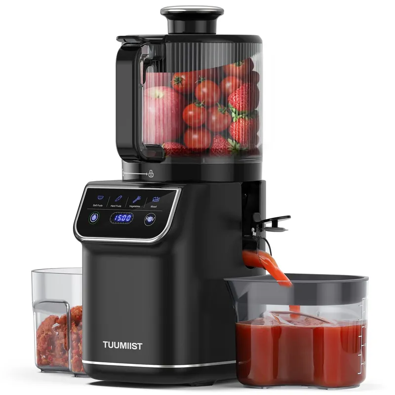 TUUMIIST 3-in-1 Cold Press Juicer Machine, Smart Touch Masticating Juicers for Whole Fruit & Vegetable, 6.5" Wide Chute Slow Juicer for Nut Milk & Sorbet, High Yield, 100oz Large Capacity, Easy Clean