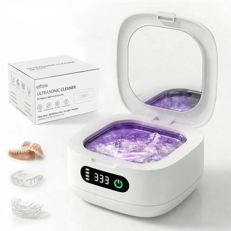 Cordless Ultrasonic Retainer Cleaner with UV - Rechargeable & Portable Retainer Cleaner Machine for Invisalign, Aligners, Night Guards, Mouth Guards, Dentures,Travel Friendly