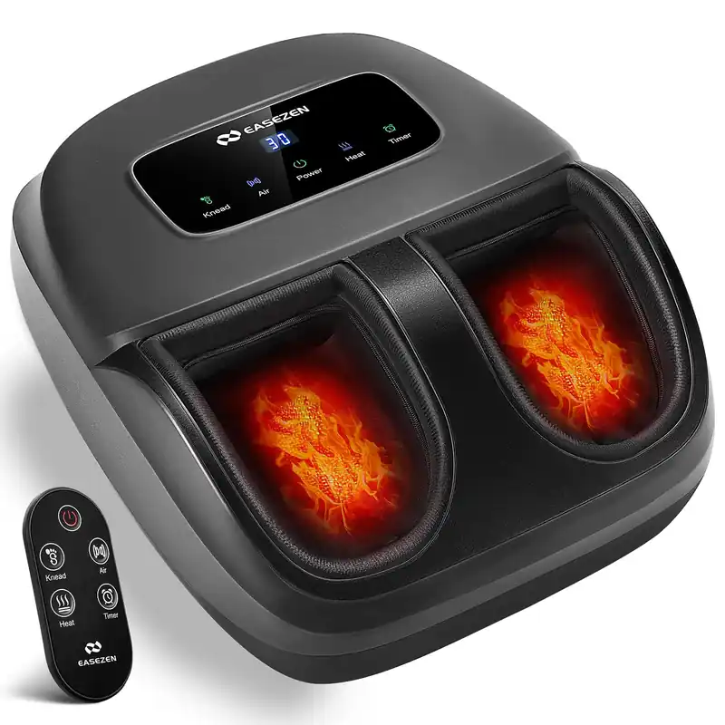 EaseZen Shiatsu Foot Massager with Heat & Remote - 2026 Upgraded Deep Kneading Massage for Plantar Fasciitis, Neuropathy & Tired Feet Fits Up to Size 14 Perfect Gifts