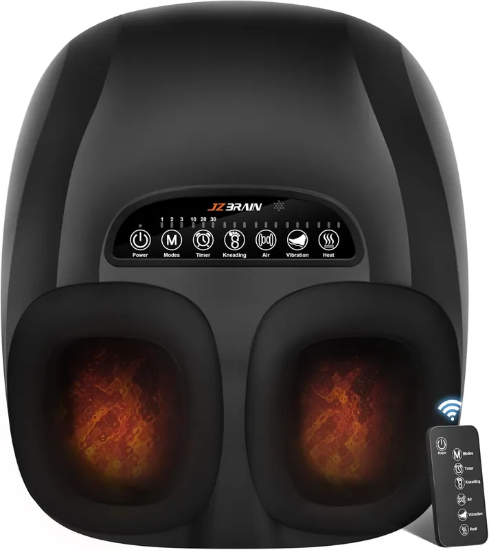 JZBRAIN Shiatsu Foot Massager Machine with Heat Deep Kneading Foot Massager with Vibration & Compression for Plantar Fasciitis & Neuropathy - Relax for Home Office Use