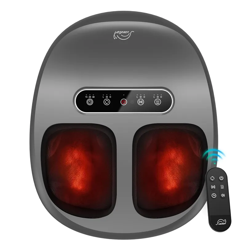 Snailax Foot Massager with Heat and Compression, Shiatsu Foot Massager for Neuropathy and Plantar Fasciitis, Deep Kneading, Rolling, Remote Control, Fits up to Size 14