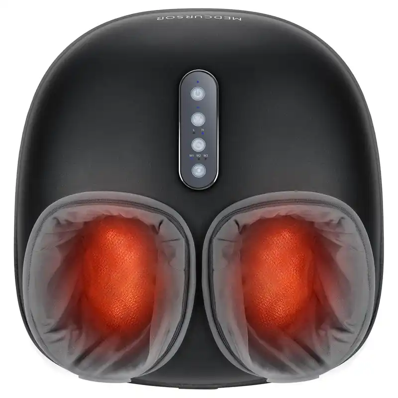 Medcursor Foot Massager with Heat - Shiatsu Feet Massage Machine Delivers Relief for Tired Muscles & Plantar, Deep Kneading Therapy, Multi-Level Settings for Home, Office Use, Size up to 13"