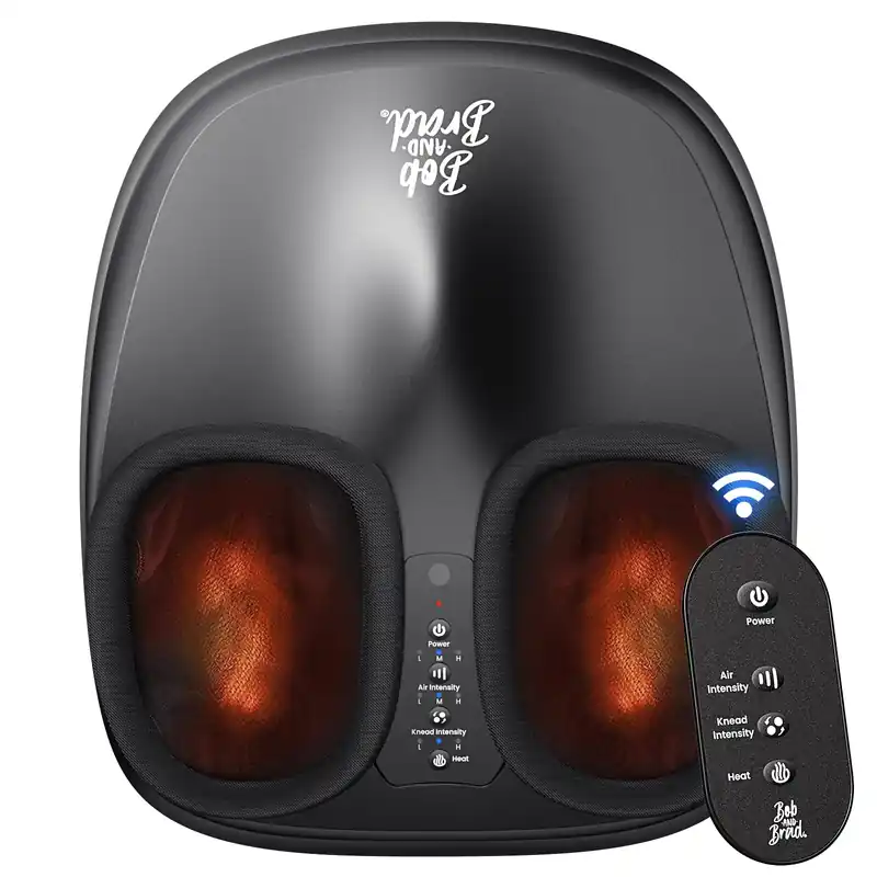 BOB AND BRAD Foot Massager with Heat and Remote,FSA Eligible HSA Eligible, Shiatsu Deep Kneading Electric Feet Massager Machine for Plantar Fasciitis, Men Size 12
