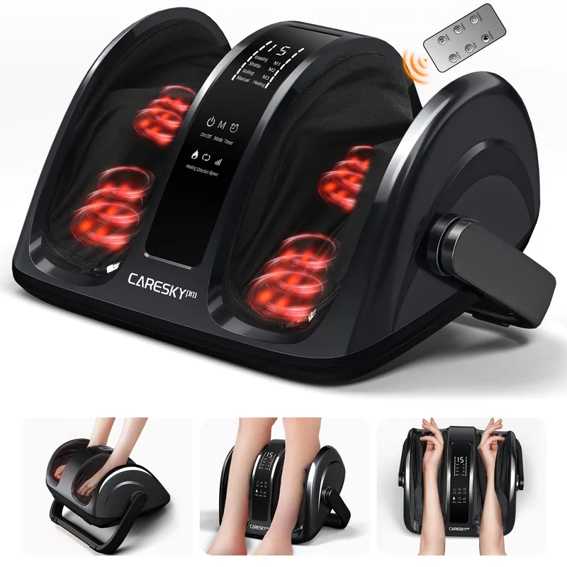 CARESKYpro Foot Massager for Neuropathy, Feet Massager with Heat, 3-Heating for Circulation and Pain Relief, Deep Kneading Rolling for Calf-Feet-Arm Relaxation, Plantar Fasciitis