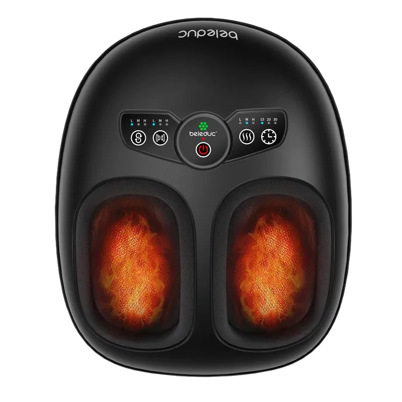 Beleduc Foot Massager with Heat and Compression, FSA Eligible, Deep Kneading Shiatsu Foot Massager for Plantar Fasciitis & Neuropathy, 3 Intensities, Washable Covers, Fits Up to Men Size 14