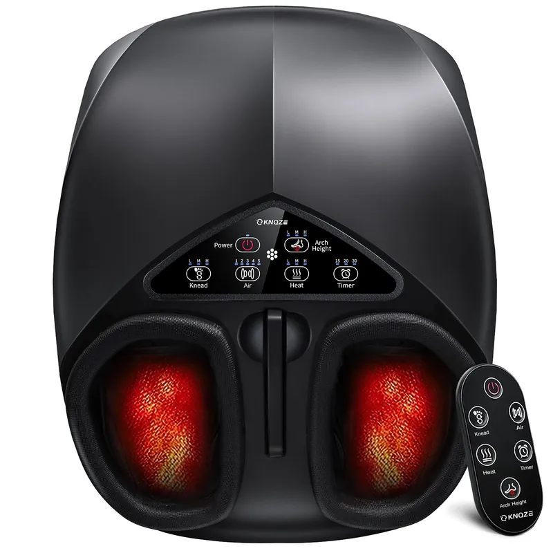KNQZE Shiatsu Foot Massager with Heat and Remote, 2026 Upgraded Lift-Arch Design, 3D Deep Kneading, Relief for Plantar Fasciitis and Foot Pain, Fits Up to Men Size 14, Ideal Gift for Mom Women Men