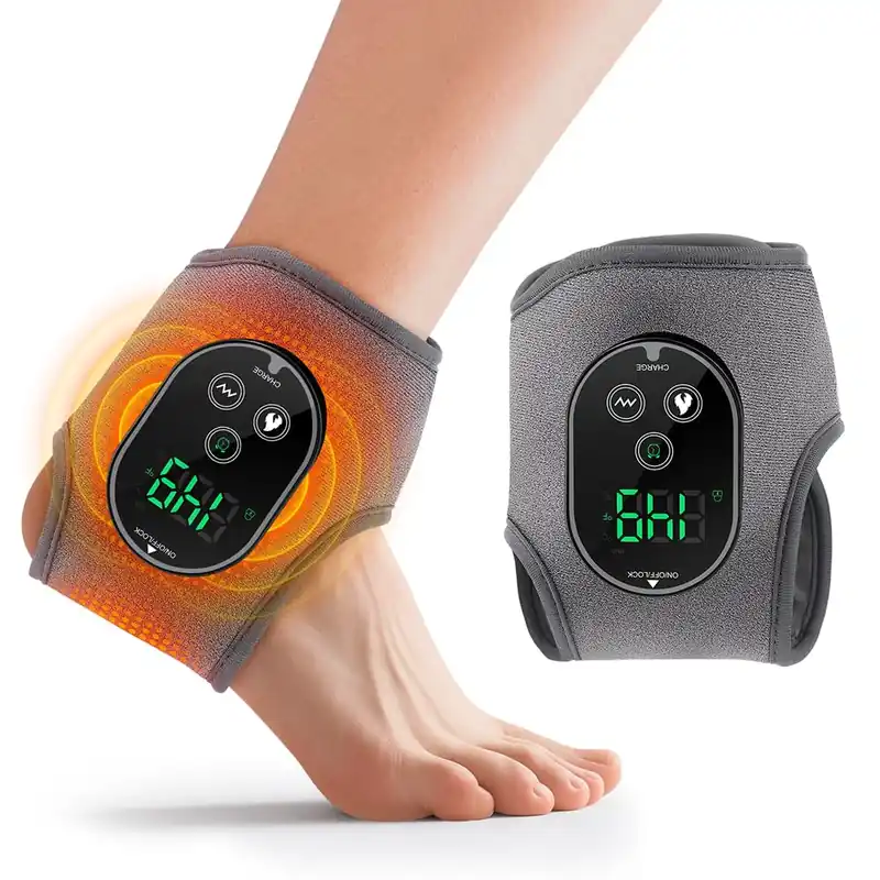 CREBELISOYA Cordless Foot & Ankle Massager with Heat,3000mAh Long-Lasting Portable Heating Pad for Foot,6 Heat & 3 Vibration Levels,Rechargeable Ankle Relax for Men,Women,Seniors