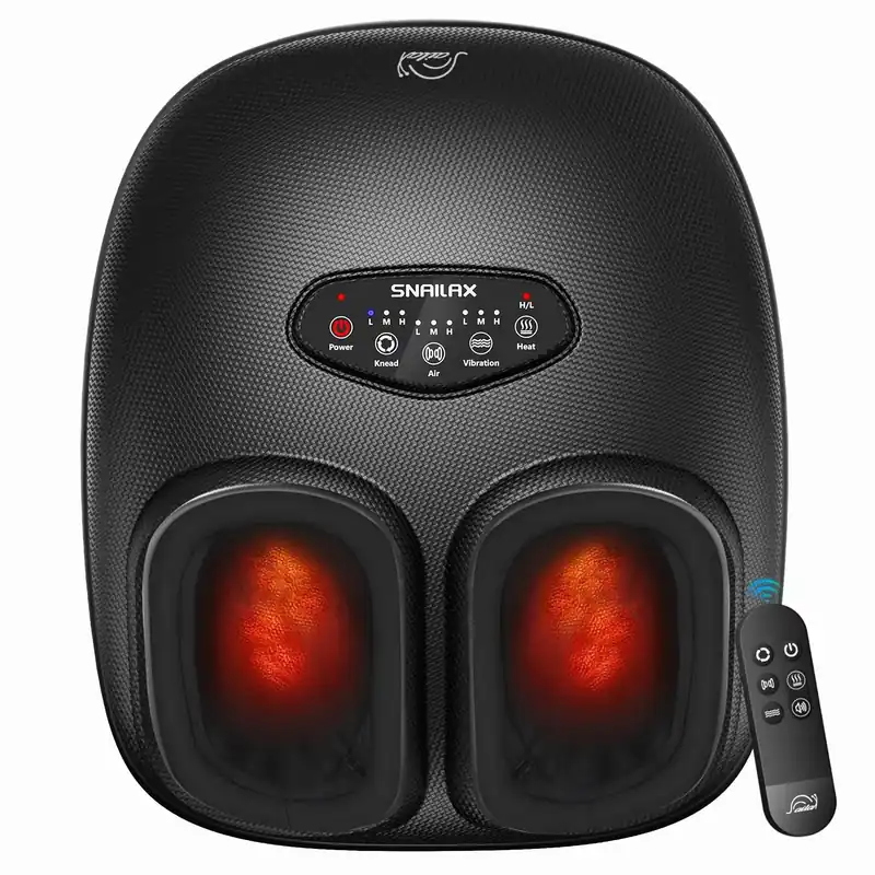 Snailax Shiatsu Foot Massager with Heat, Deep Kneading, Compression, Vibration, Electric Feet Massage Machine for Plantar Fasciitis,Neuropathy,Foot Warmer,Remote Control,Size 13,Mother‘s Day Gifts