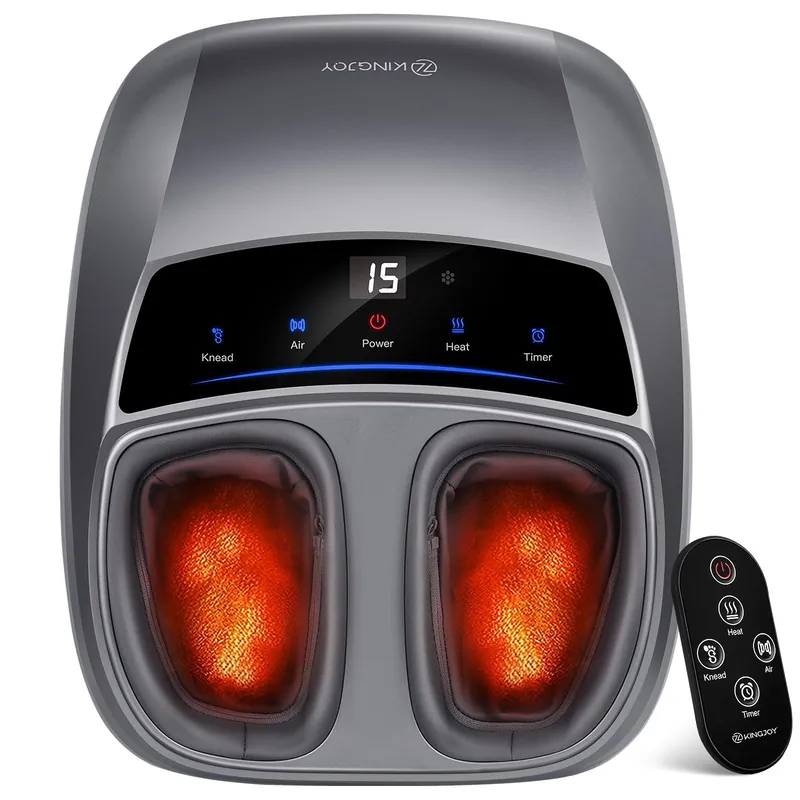 KINGJOY Foot Massager with Heat for Neuropathy, [2026 Upgraded], Deep Kneading Shiatsu Foot Massager for Plantar Fasciitis, Fits Up to Men Size 14, Gifts for Women Mom Men Dad Seniors