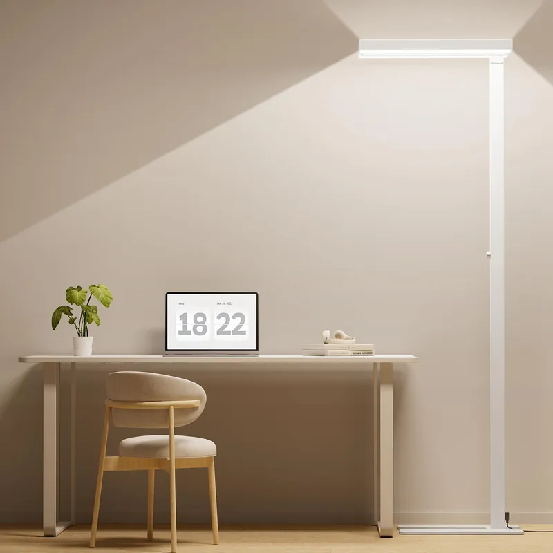 Honeywell 6000LM LED, 60W Modern Natural Daylight 4000K Dimmable 77" Tall Floor Lamps for Living Room Kids Study Home Office White