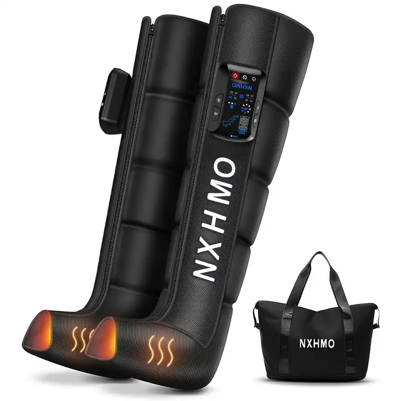 NXHMO Cordless Leg Air Compression Massager with Heat for Circulation and Pain Relief,Sequential Compression Boot for Athletes (L Size)