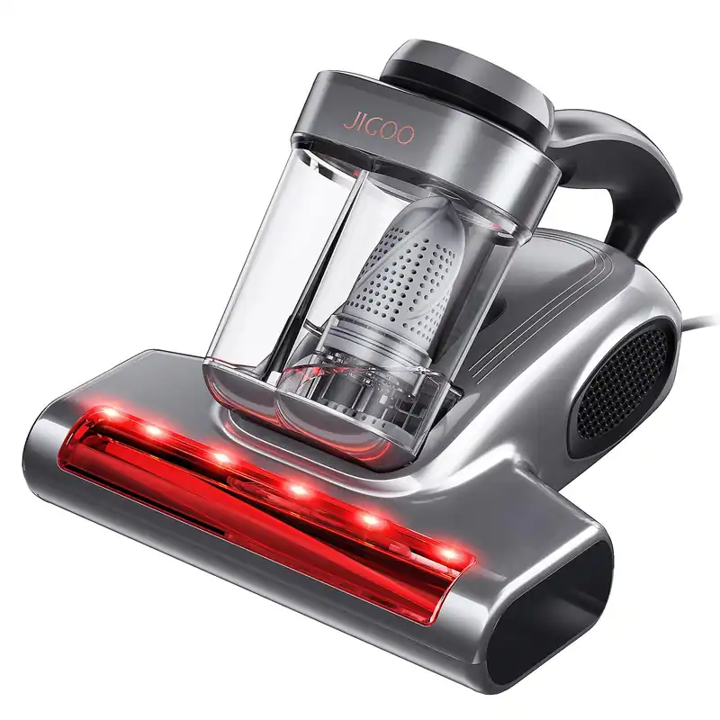 JIGOO J300 Pro Matture Vacuum Cleaner with 14Kpa 550W Powerful Suction, Infrared, UV & Heating Tech for Deep Cleaning, Anti-Allergen Bed Vacuum with Dust Sensor & Plant Fragrance for Bed, Sofa, Crib.