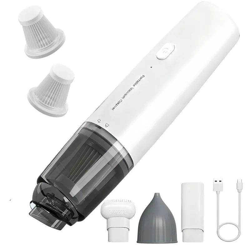 Nvnvske Handheld Vacuum Cordless, Car Vacuum Cleaner Portable with HEPA Filter, 2 Suction Modes, Mini Hand Held Vacuum Rechargeable for Car, Home, Pet Hair, Office, Keyboards(White)