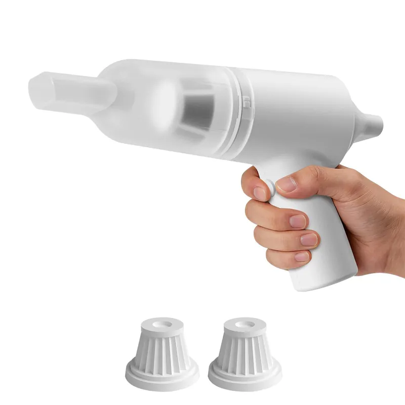 PAPIFEED Handheld Vacuum Cordless for Pet Hair, Portable Mini Vacuum with Static Hair Collector for Home, Dual-Layer Stainless Steel Filter, Dual Filte, USB-C Rechargeable Lightweight Vacuum (White)