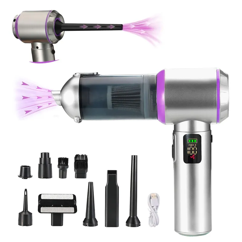Handheld Vacuum Cordless with LED Light, 17000Pa Suction Vacuum Cleaner for Car and Pet Hair, Portable Vac with 3 Speeds & 4-in-1 Nozzles, Type-C Charging & Washable Filter for Home,Office Desk