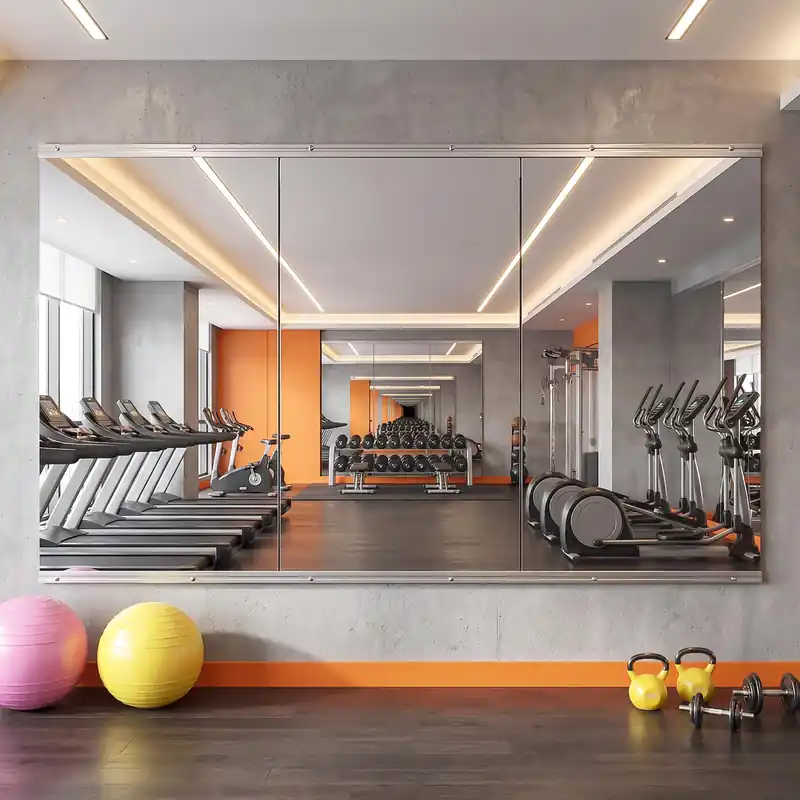 Antok Home Gym Mirror 48"x24" 3PCS, Large Full Length Wall Mounted Mirrors, Frameless Tempered Glass Full Body Mirror for Gym Yoga Dance Studio Garage Bedroom & Bathroom