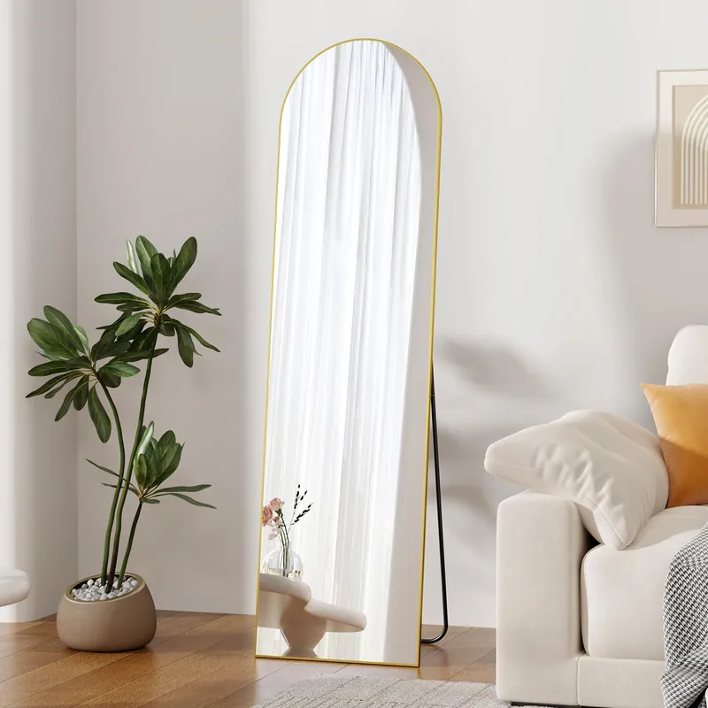 ZHUNFA Full Length Mirror,58" x16,3 in 1Full Length Mirror can Wall Mounted,Standing or Leaning,Full Body Mirrors with Aluminum Alloy Frame,Home Decor Gold